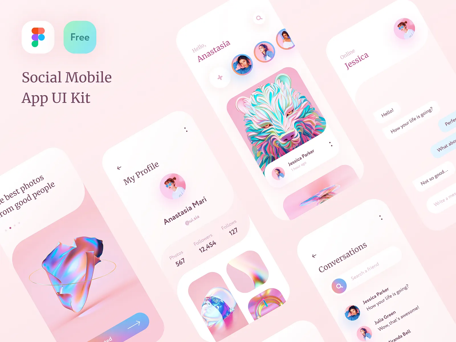 FREE Social Mobile App UI Kit - Figma screenshot