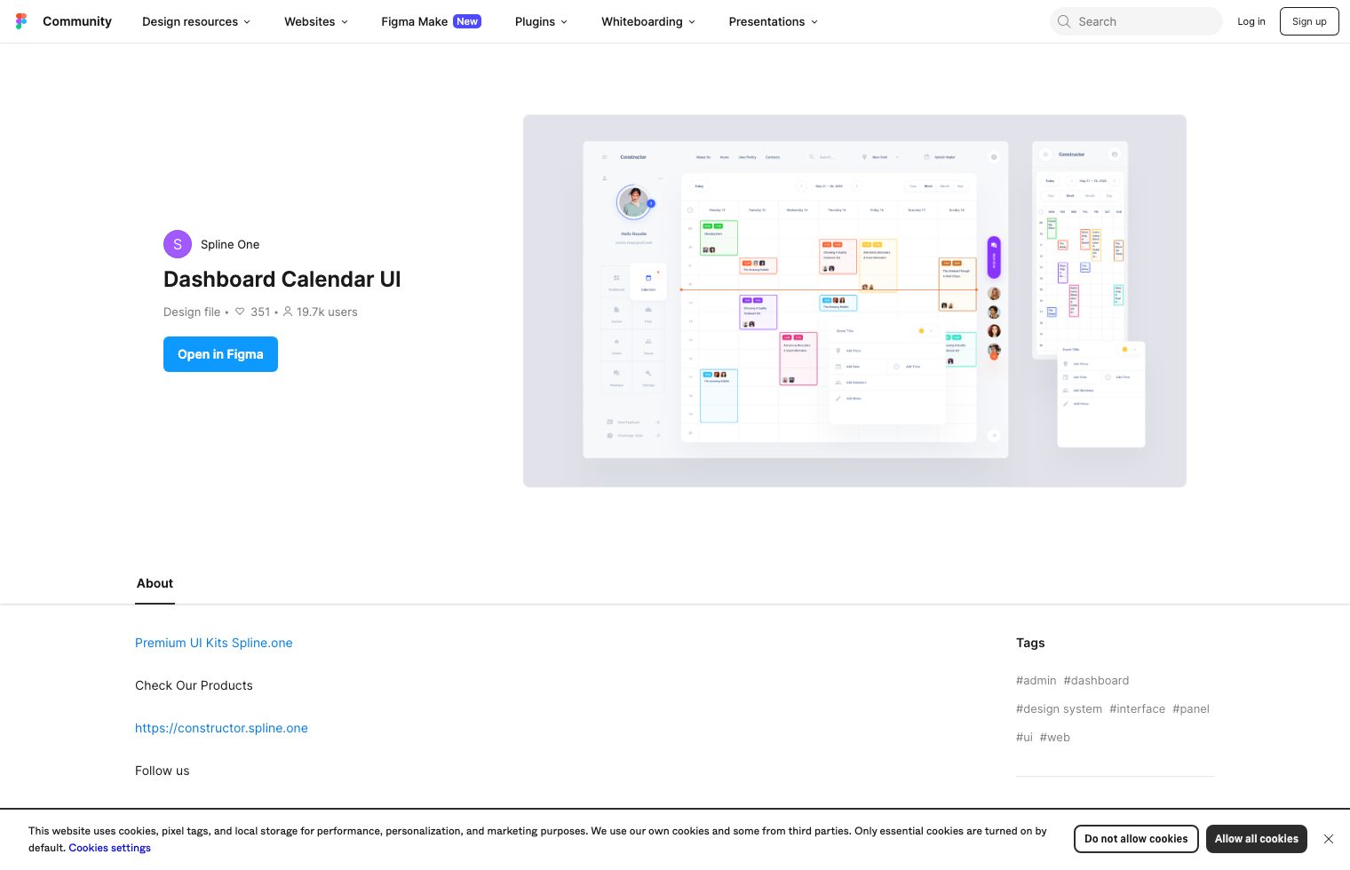Dashboard Calendar UI screenshot