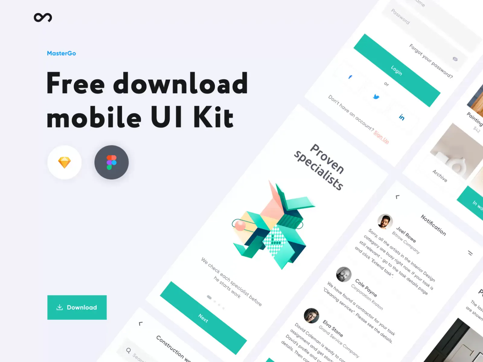 Free Mobile UI Kit - Outcrowd screenshot