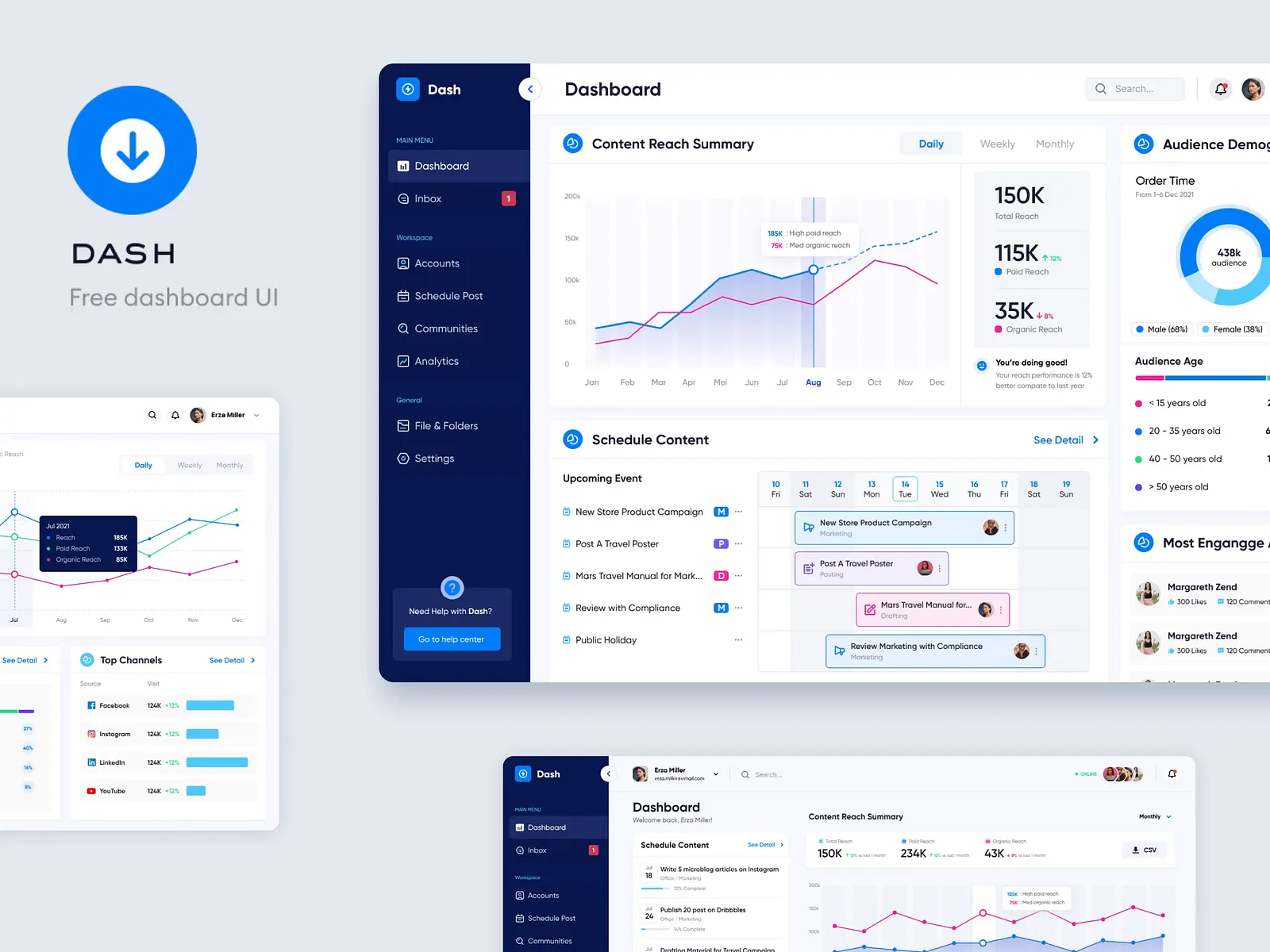 Dash - Free Dashboard UI Figma screenshot