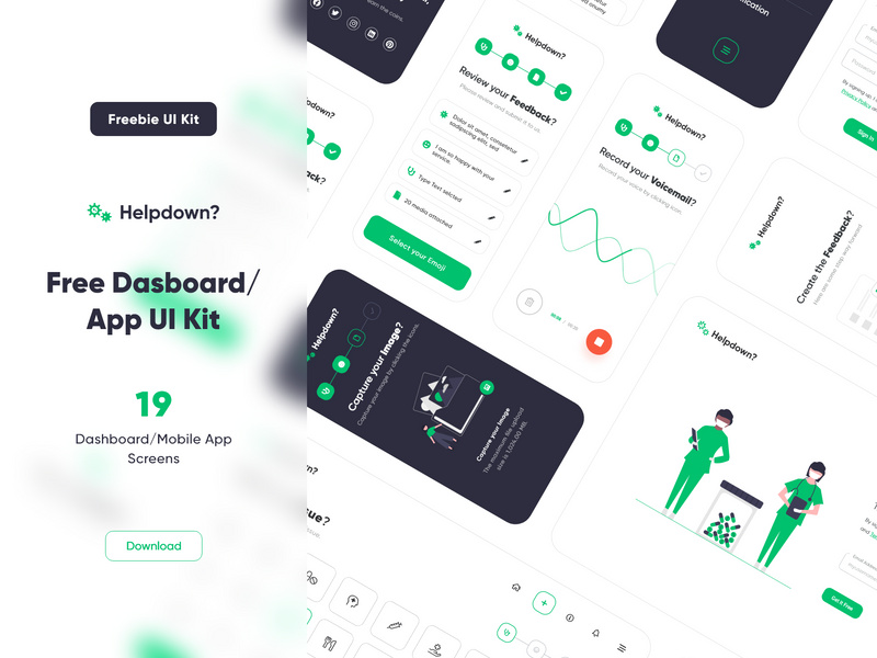 Freebie HelpDown UI Kit (ios-Dashboard) screenshot
