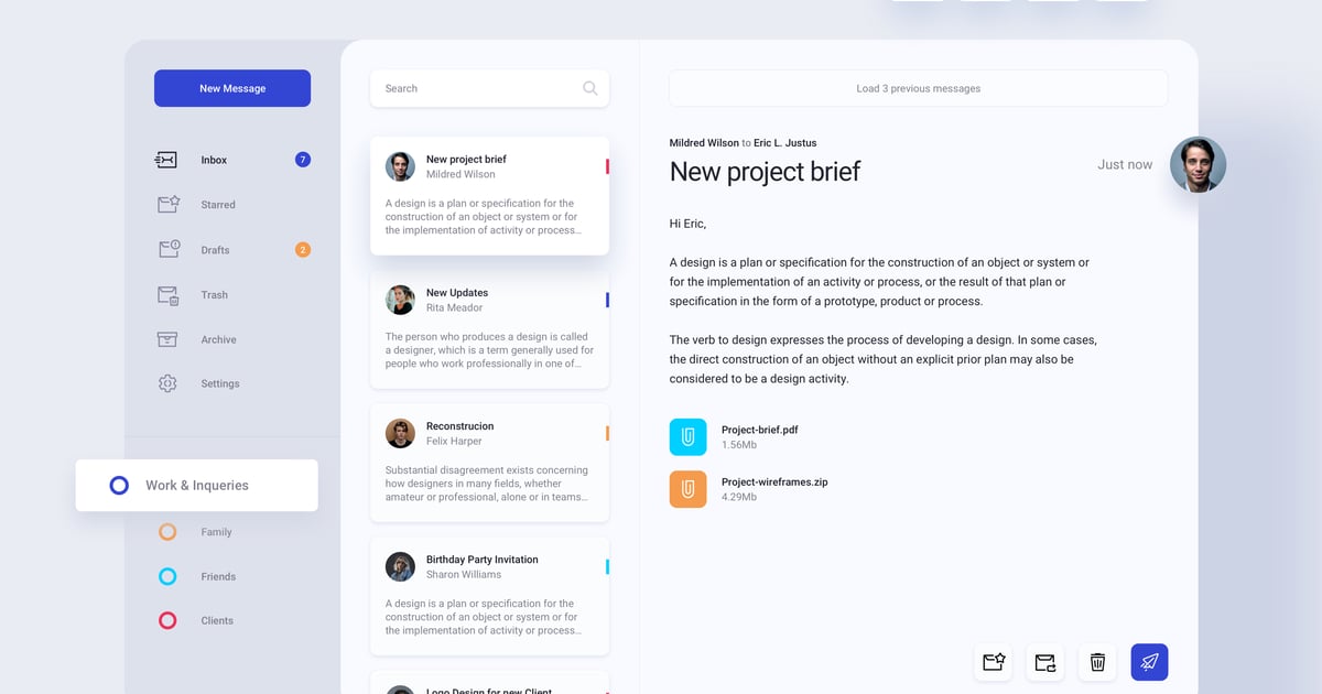 Email App UI Kit Template Web Dashboard screenshot