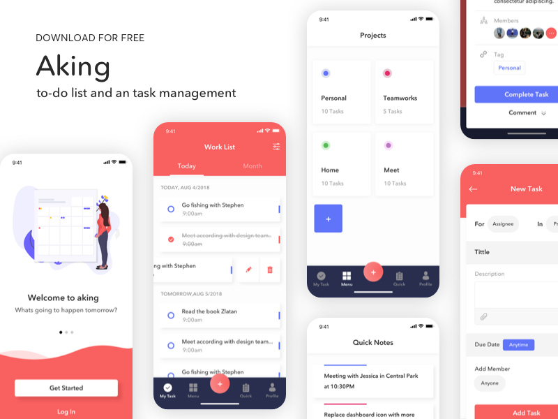 Aking to-do list app UI Kit - Freebie screenshot