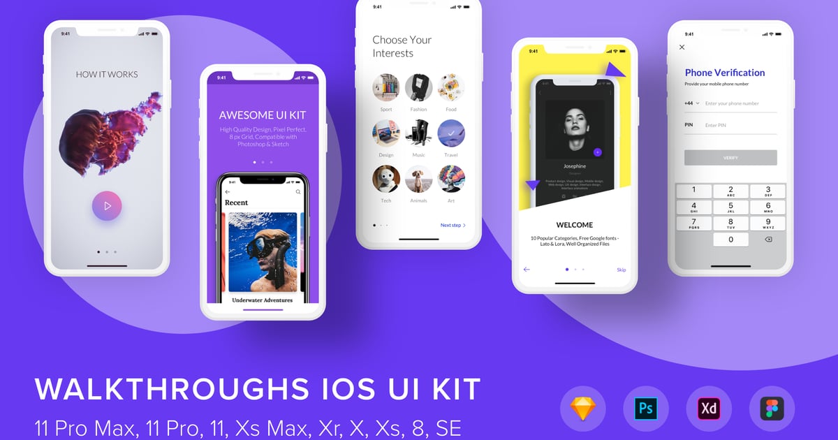 Walkthroughs iOS UI Kit screenshot