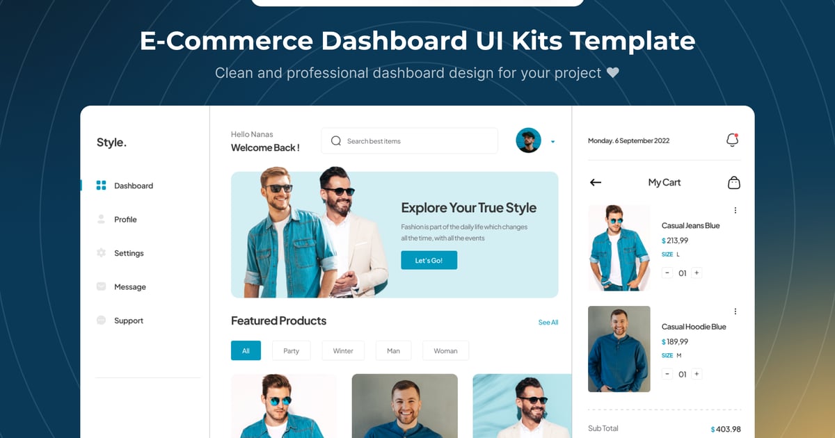 E-Commerce Store Dashboard UI Kits Template screenshot