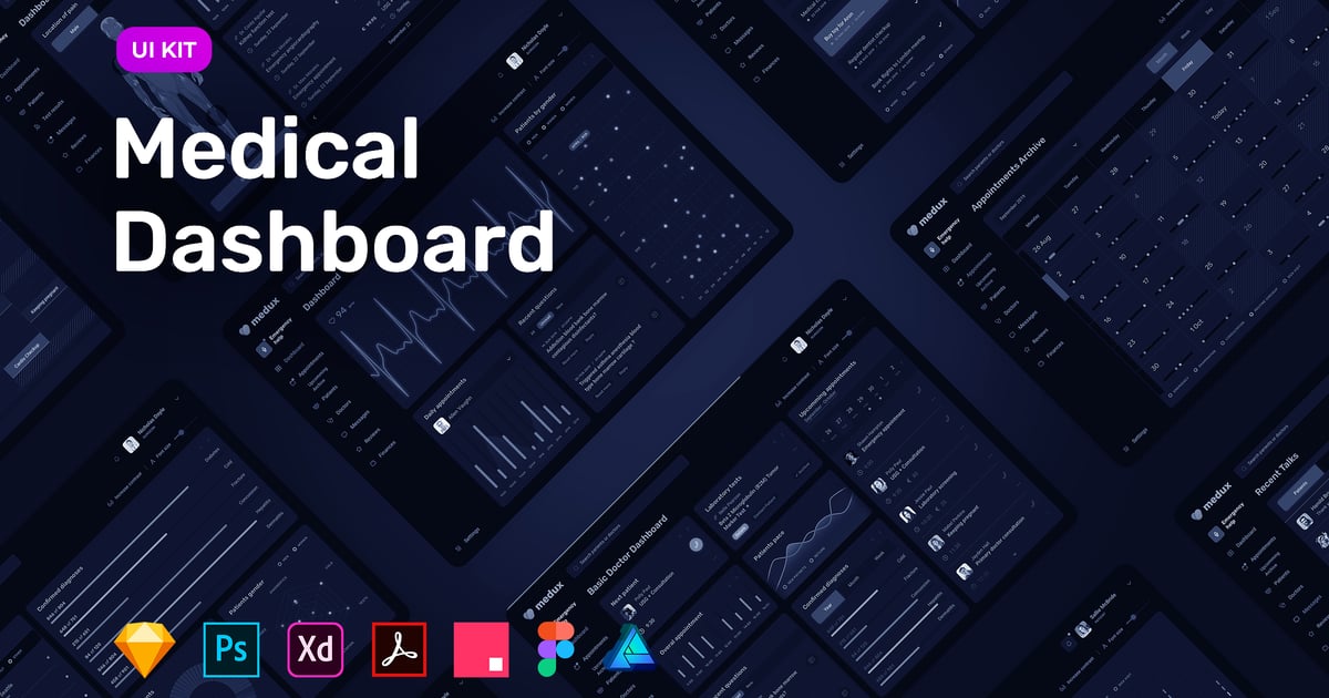 Dark Medical Dashboard – UI KIT screenshot