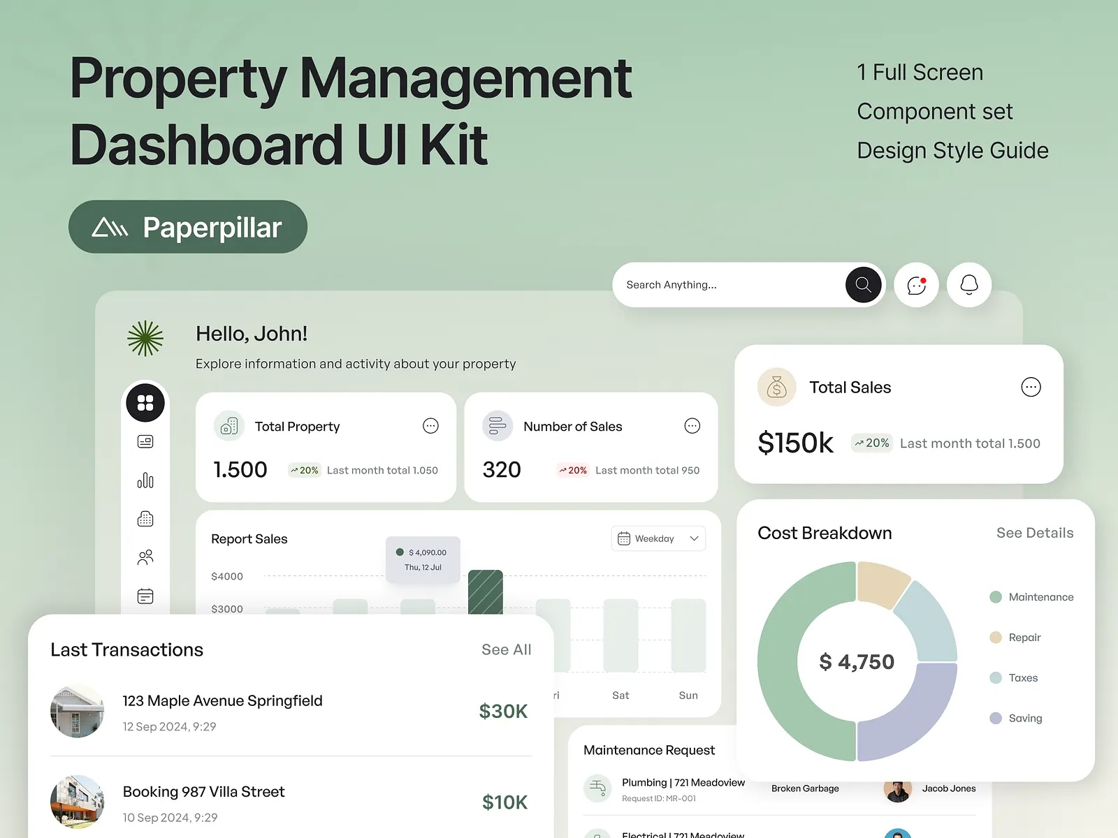 Property Management Dashboard UI Kit screenshot