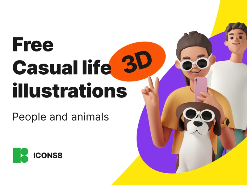 Casual Life 3D Free Illustrations for Figma screenshot