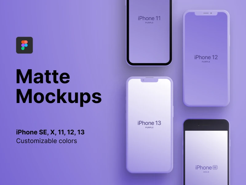 Matte iPhone Free Mockups for Figma screenshot